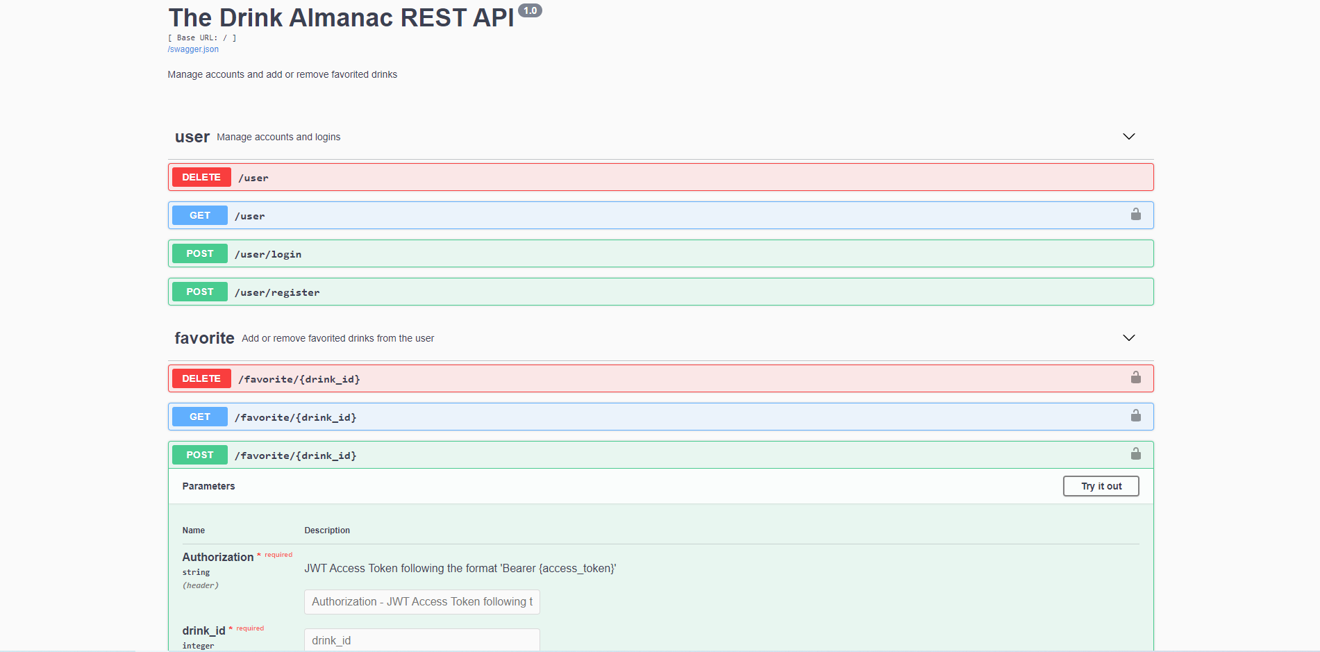 API Documentation Page